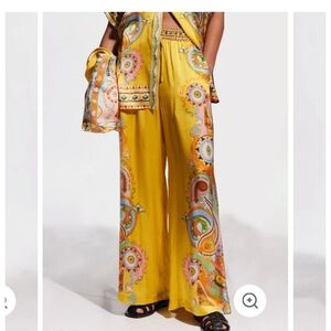 LikeMyChoice Vibrant Paisley Wide-Leg Pants With Elastic Tie Waistband 2XL NWOT